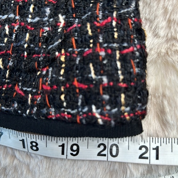 Talbots | Black with Red, Gold, & White Color Tweed Waist Jacket - Picture 6 of 11